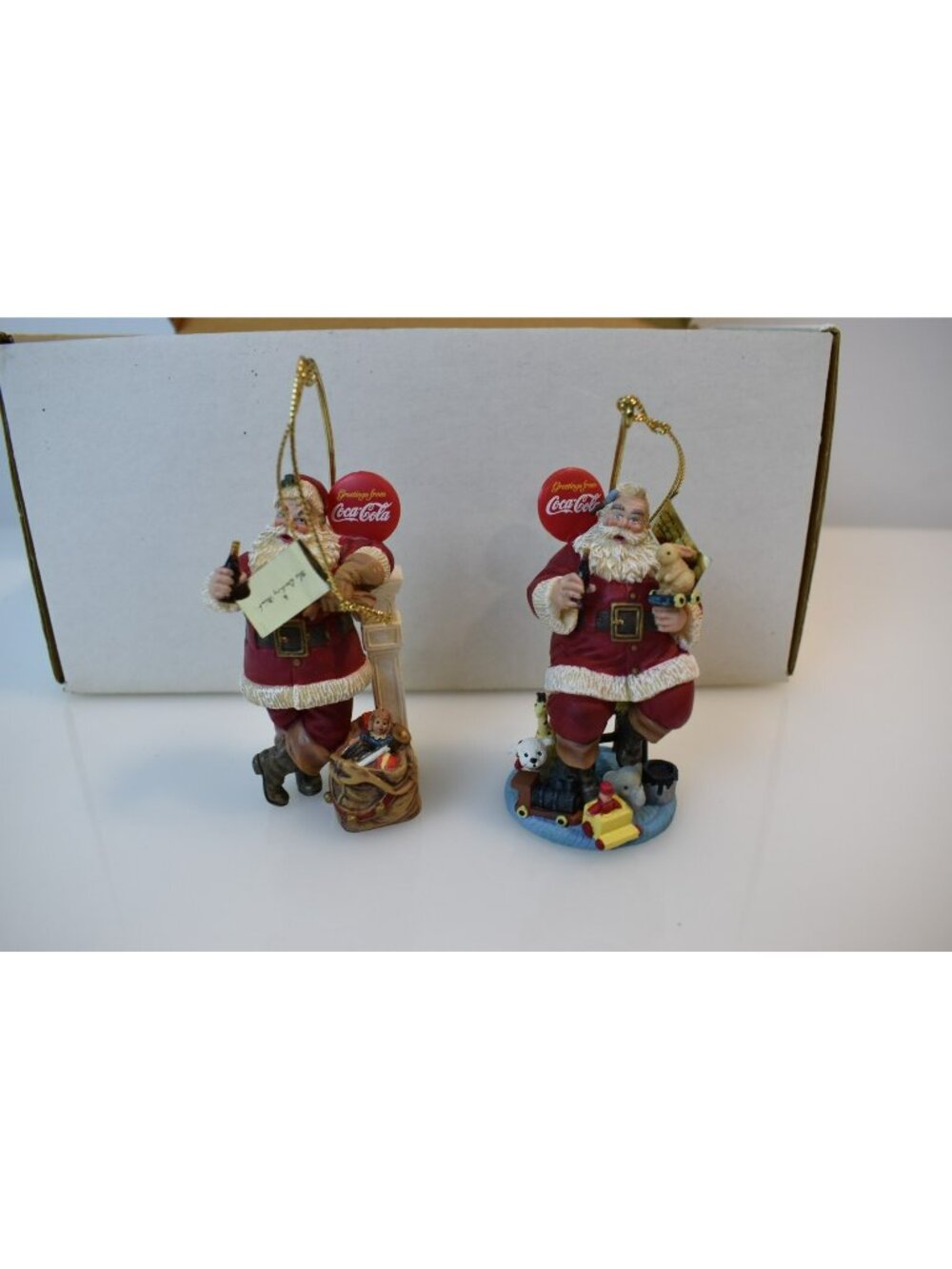 1999 Danbury Mint Coca-Cola Santa Ornament Collection, Lot of 2